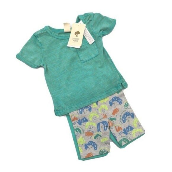Open Edit Nordstrom Baby Clothes Top & Two Shorts Set 9M Green Multicolor NEW - Picture 2 of 10